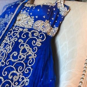 Electric Blue Indian/Pakistani Anarkali Suit